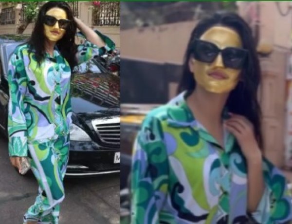 Urvashi Rautela gets spotted wearing 24 carat real Nanogold face mask while shooting for her film