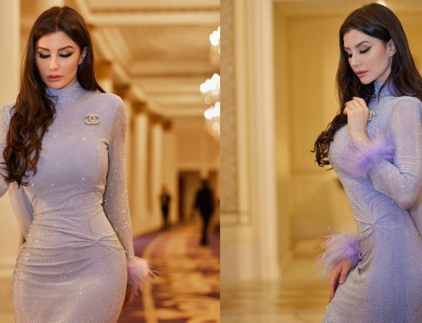 Giorgia Andriani Looks Hot, Playful, and Sexy in a Shimmery Figure-Hugging Dress