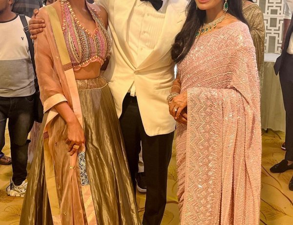 Actress Seerat Kapoor Reunites with Co-Star Sharwanand at Wedding Reception