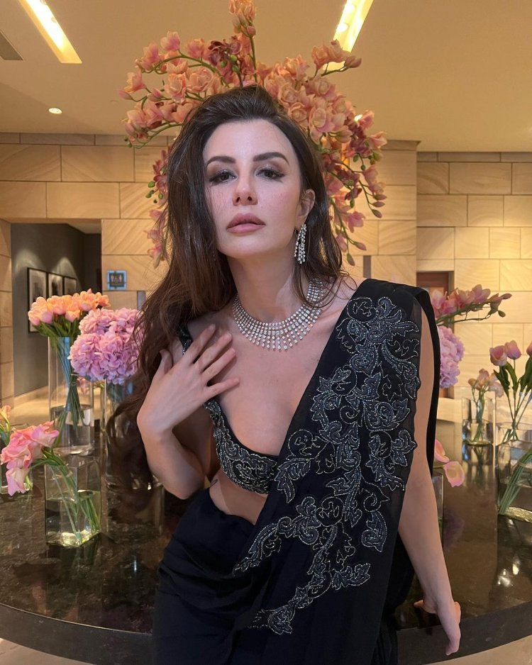 Giorgia Andriani Stuns in Desi Bold Avatar In A Black Saree: A Mesmerizing Vision of Elegance and Glamour