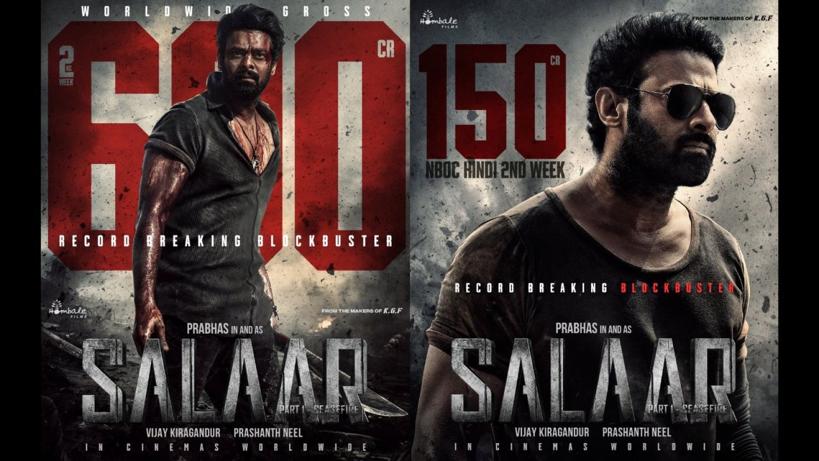 'Salaar Strikes Gold: Crosses 625 Crore Mark Worldwide , Dominates Second Week with Hindi Box Office at 150 Crore+'
