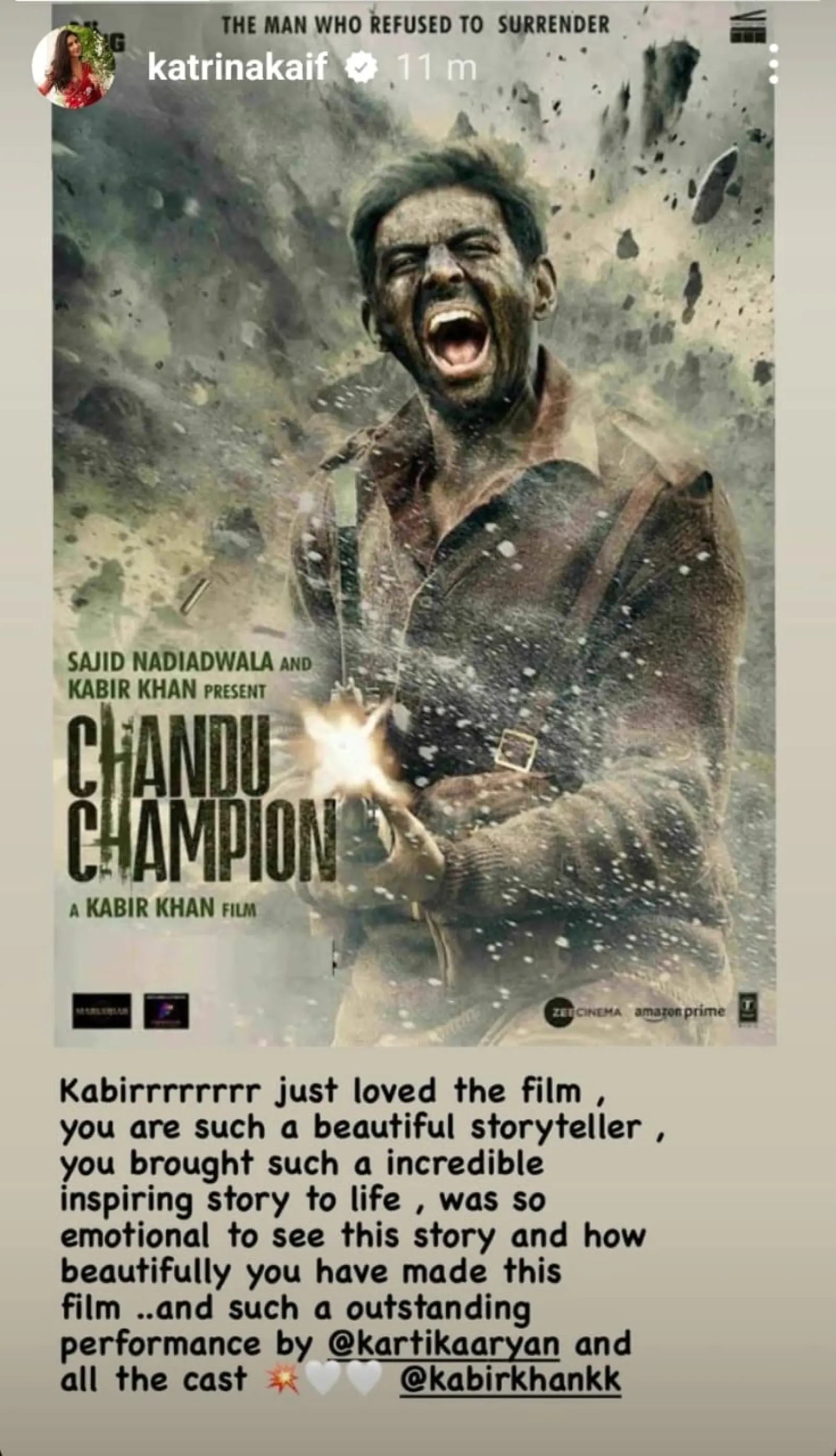 विक्की कौशल और कैटरीना कैफ की जोड़ी को एंटरटेनिंग ही नहीं इंस्पायरिंग भी लगी कार्तिक आर्यन स्टारर फिल्म 'चंदू चैंपियन' की कहानी